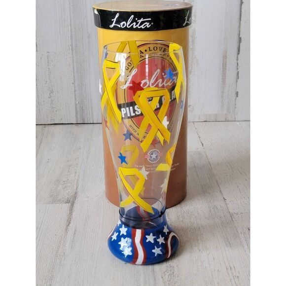 Lolita Yellow Ribbon beer drinkware decor USA - Picture 1 of 5